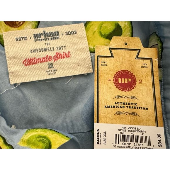 Urban Pipeline Mens XXL Avocado All Over Print Button Down Summer Shirt NEW - Picture 3 of 5